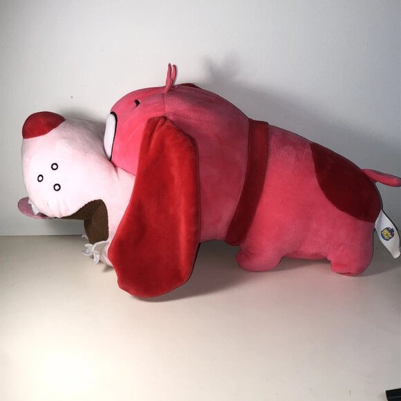 Good Stuff Illustrated Style Face Pink Dog Plush Stuffed Animal Toy 13" Long - Picture 3 of 4